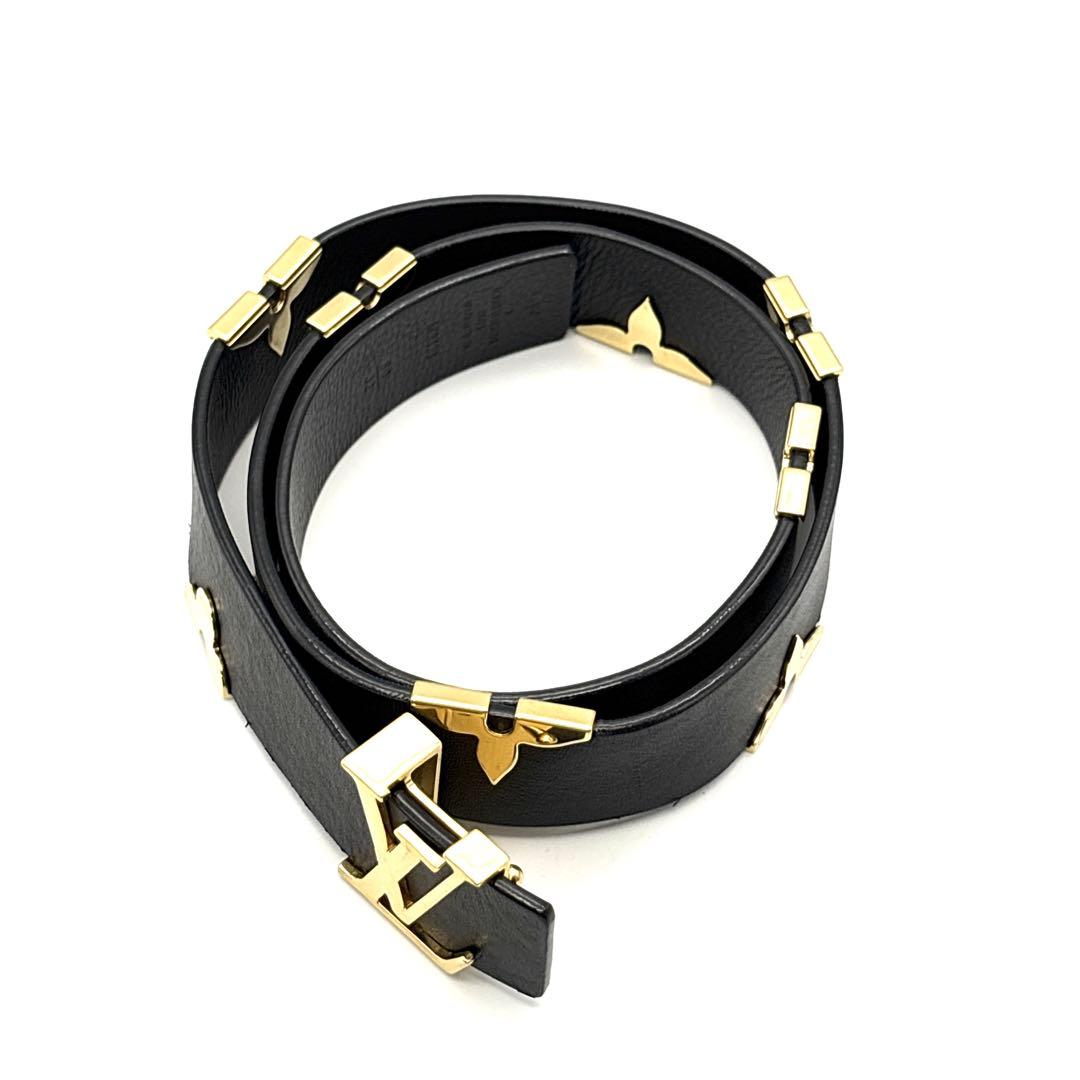 未使用級◆ルイヴィトン サンチュール（80/32）ベルト フラワー ブラック