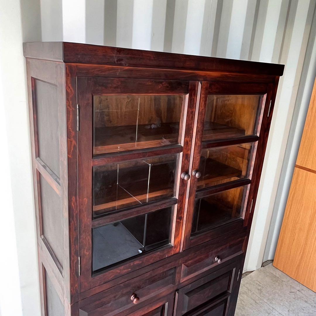 取付無料！松本民芸家具 天然木おしゃれアンティーク食器棚 飾り棚✨