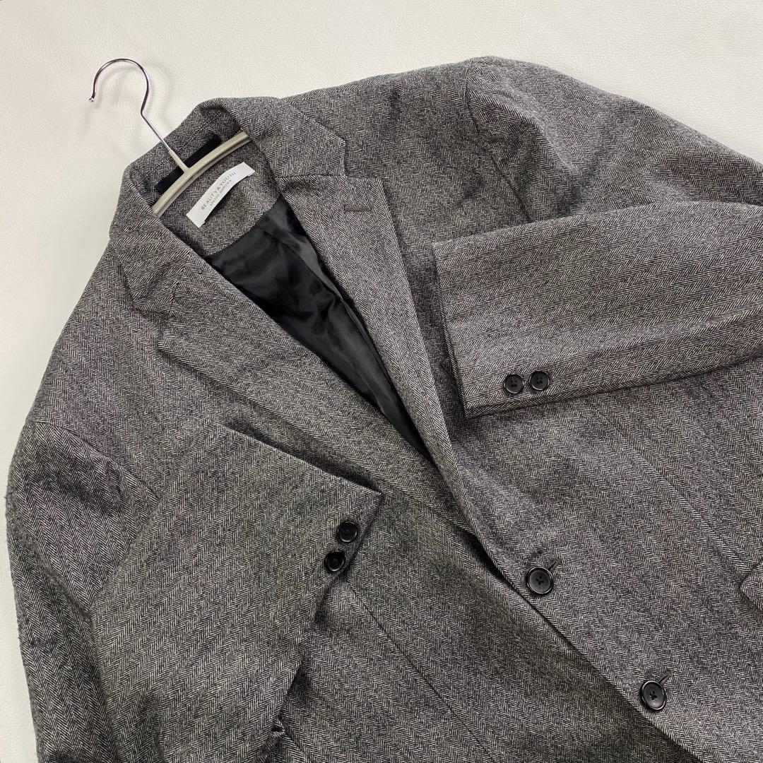 ビューティアンドユース✨サキソニー　セットアップスーツ　グレー　ヘリンボーンM