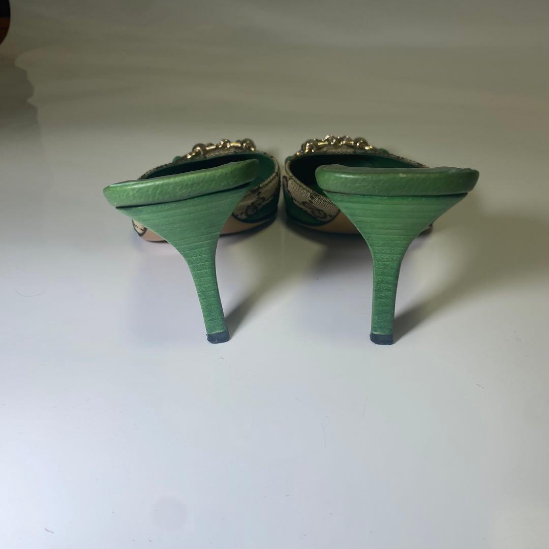 希少色✨美品✨GUCCI ホースビット　GG柄　ミュール ポインテッド