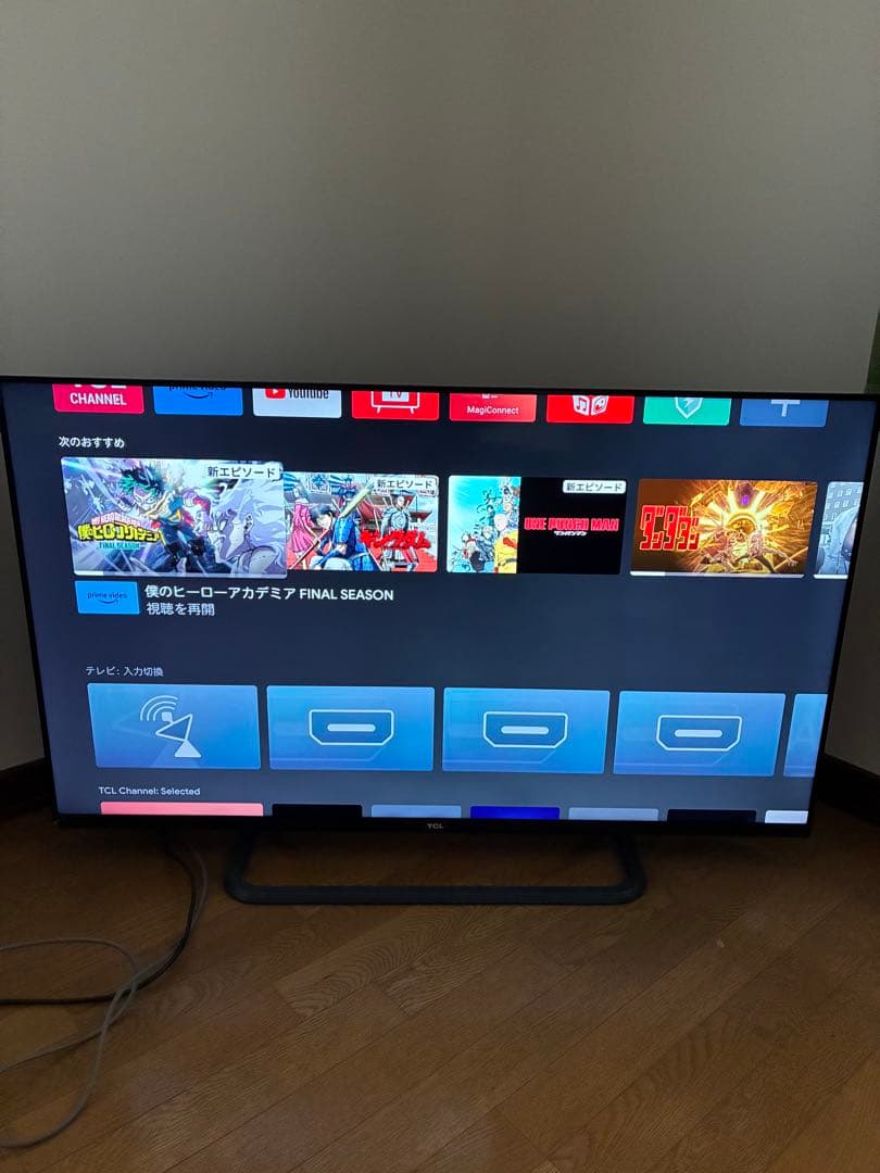 TCL 50V型 4K 液晶テレビ スマートテレビ 50P8S 動画配信アプリ○