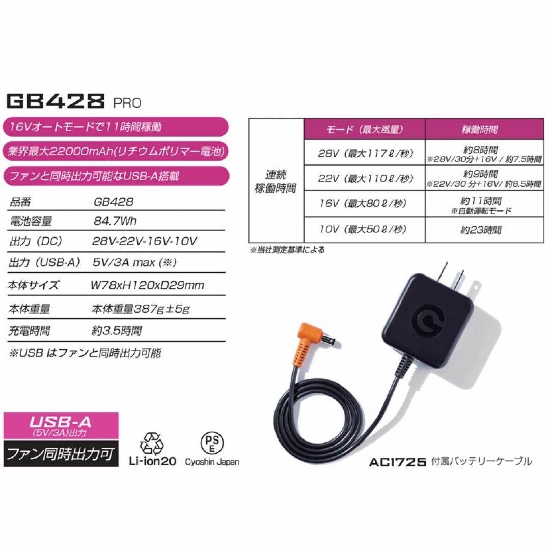 今年モデル　長信ジャパン ピンク　GB428 バッテリー ファン 28V