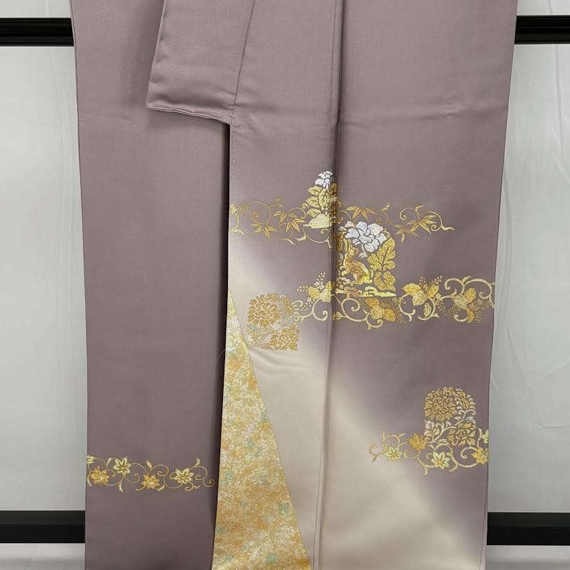 ゆりのはな　訪問着　金彩　銀彩　友禅ボカシ　丹後ちりめん　落款　正絹　L201