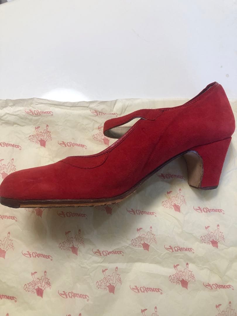 フラメンコ靴 39 オスーナプロベルトスエード赤