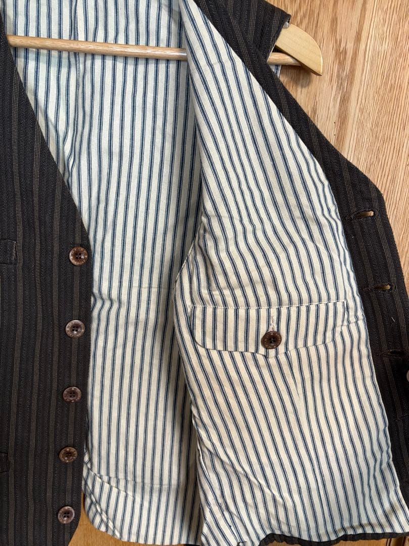 シュガーケーン　ミスターフリーダム　10oz コバートストライプ　ジレ　ベスト