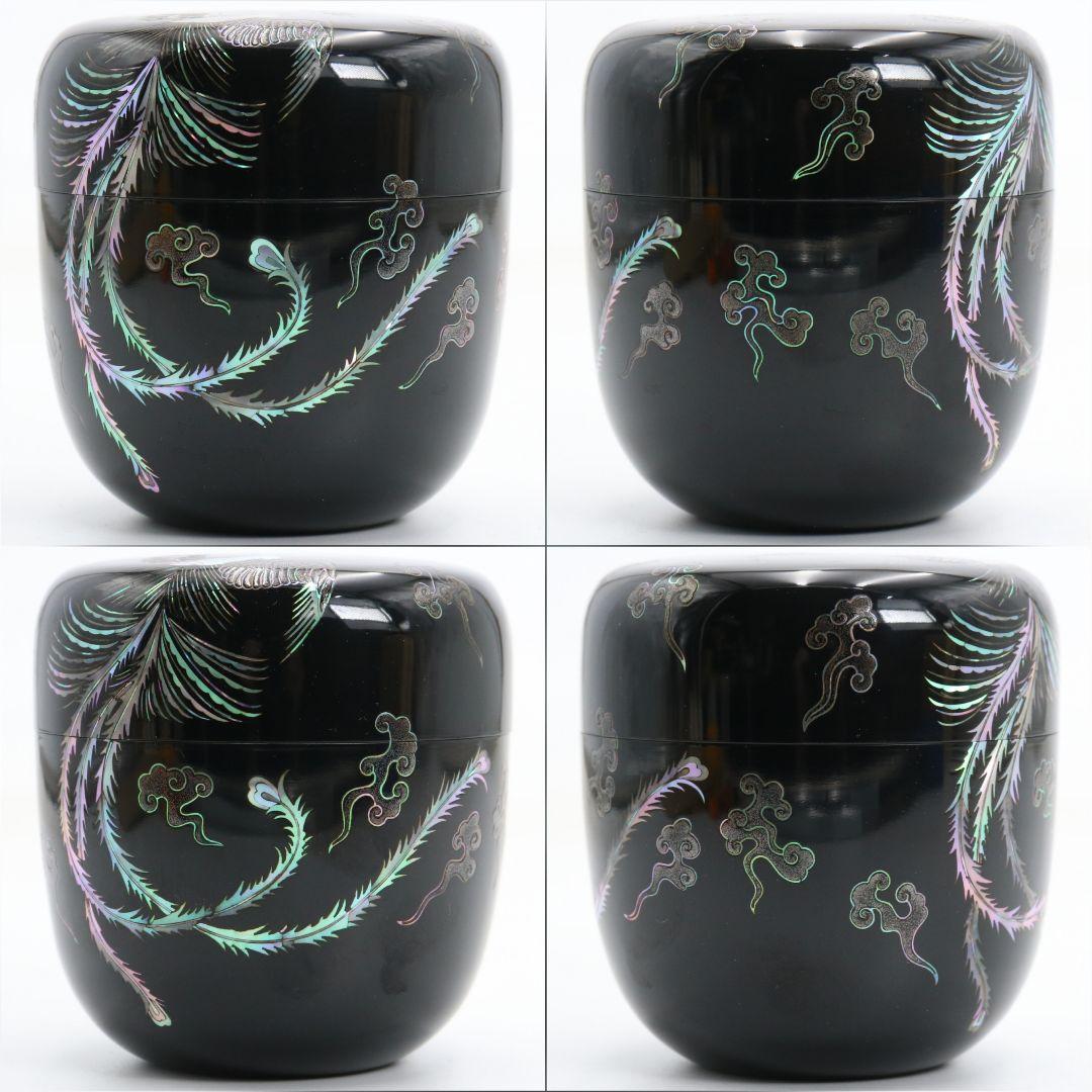 閔鍾泰作 鳳凰図青貝 大棗 螺鈿細工 韓国美術 茶道具 共箱　V1001