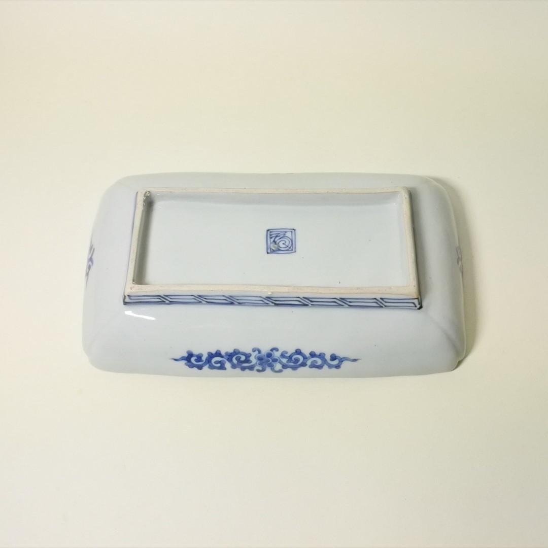 江戸中期　古伊万里　染付　流水紋　長皿　骨董品　アンティーク