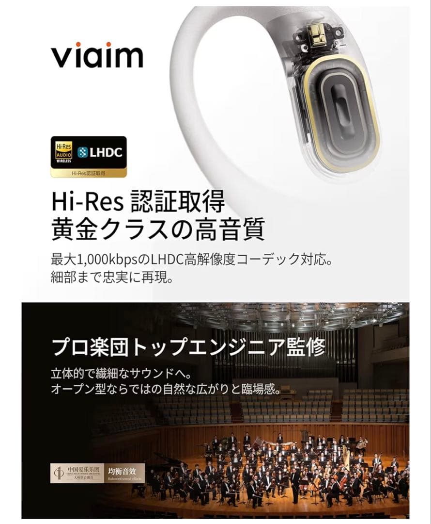 viaim OpenNote ブラック AIイヤホン