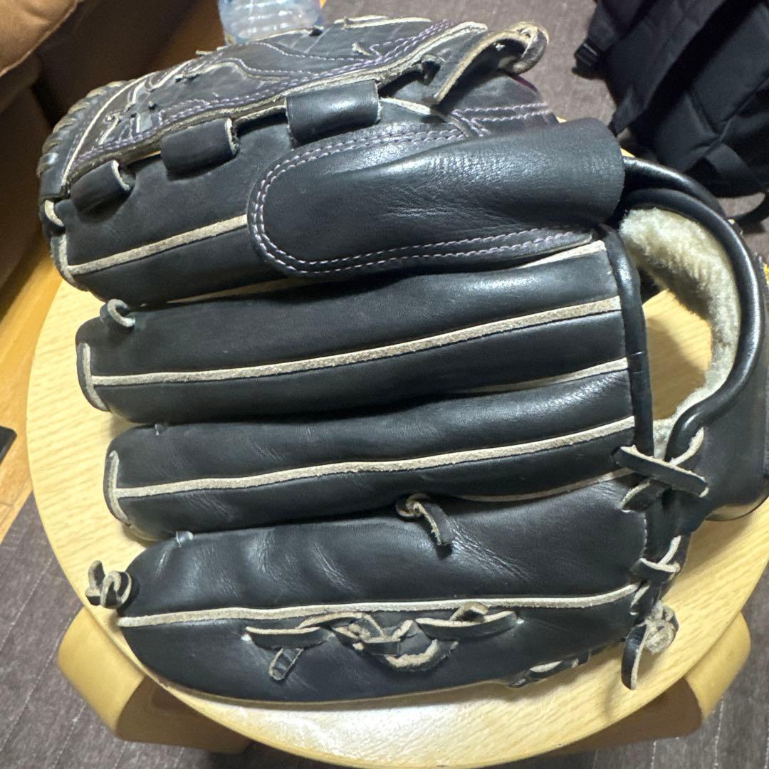 三*ン様 黒 レザー 野球グローブ クロコダイル風