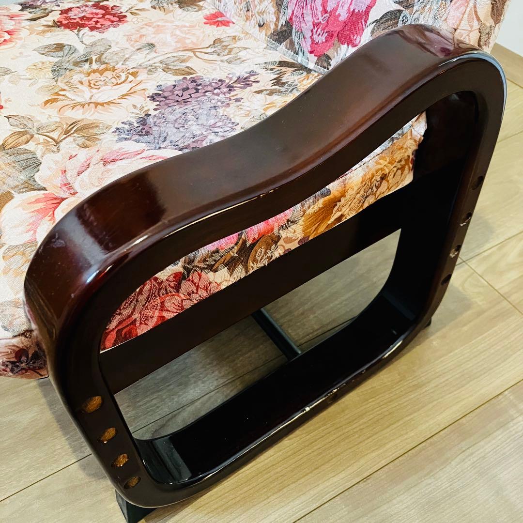 【極美品】アンティーク思いやり座椅子　２脚　花柄　エンジェル様