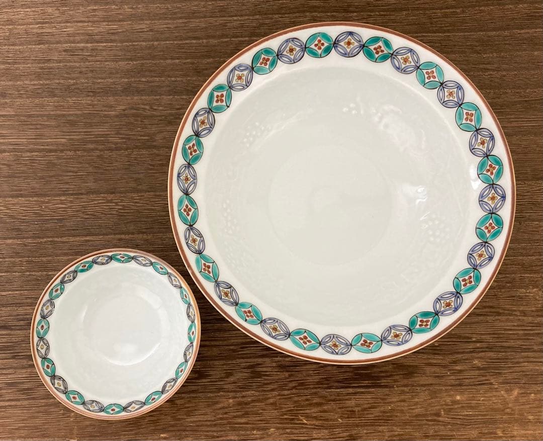 9代柿右衛門 13代柿右衛門　葡萄りす彫　向付　深鉢　5客