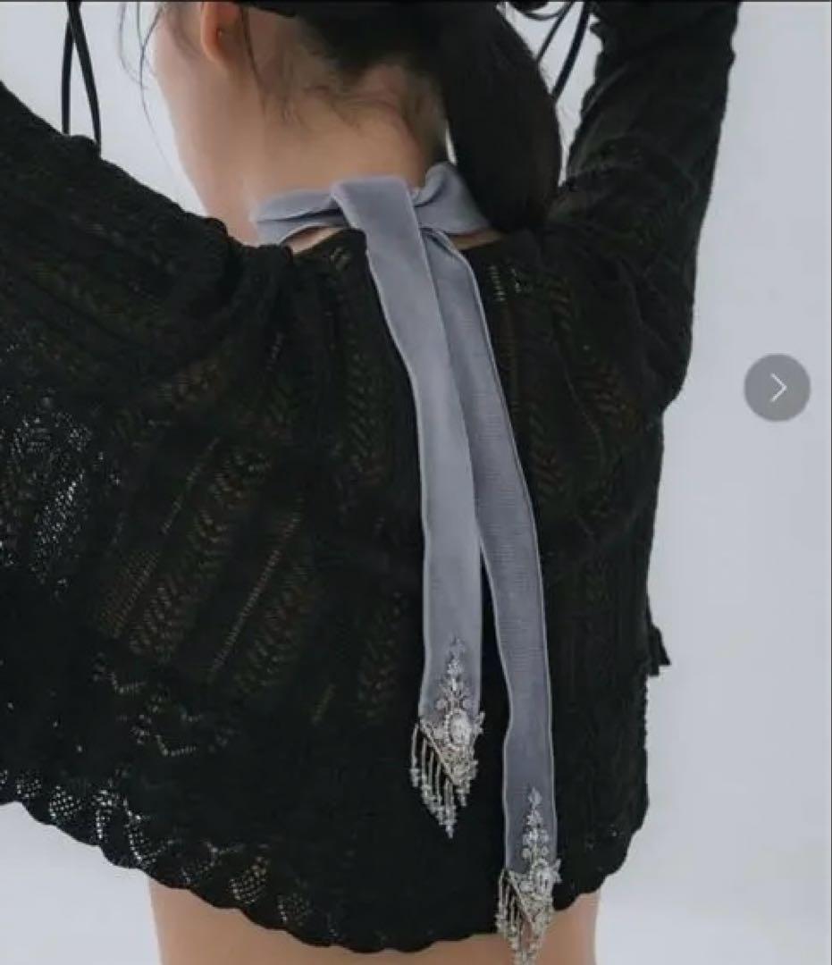 ヘアアクセサリー tanakadaisuke velvet ribbon Lavendergray