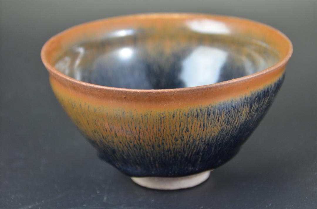 宋代　油滴天目　建窯兔毫窯変天目茶碗/中国古玩・唐物・禾目天目　茶道具