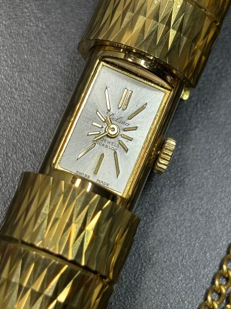 【稼働品】スイス製 デルマ ネジまき式 ネックレス時計 アクセサリー Delma