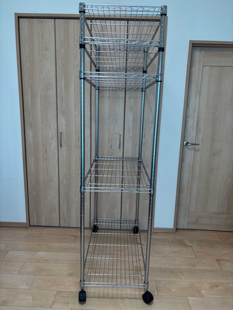 みんた様購入専用ルミナススリムキャスター付シルバー5段ラック　カバー付　90幅