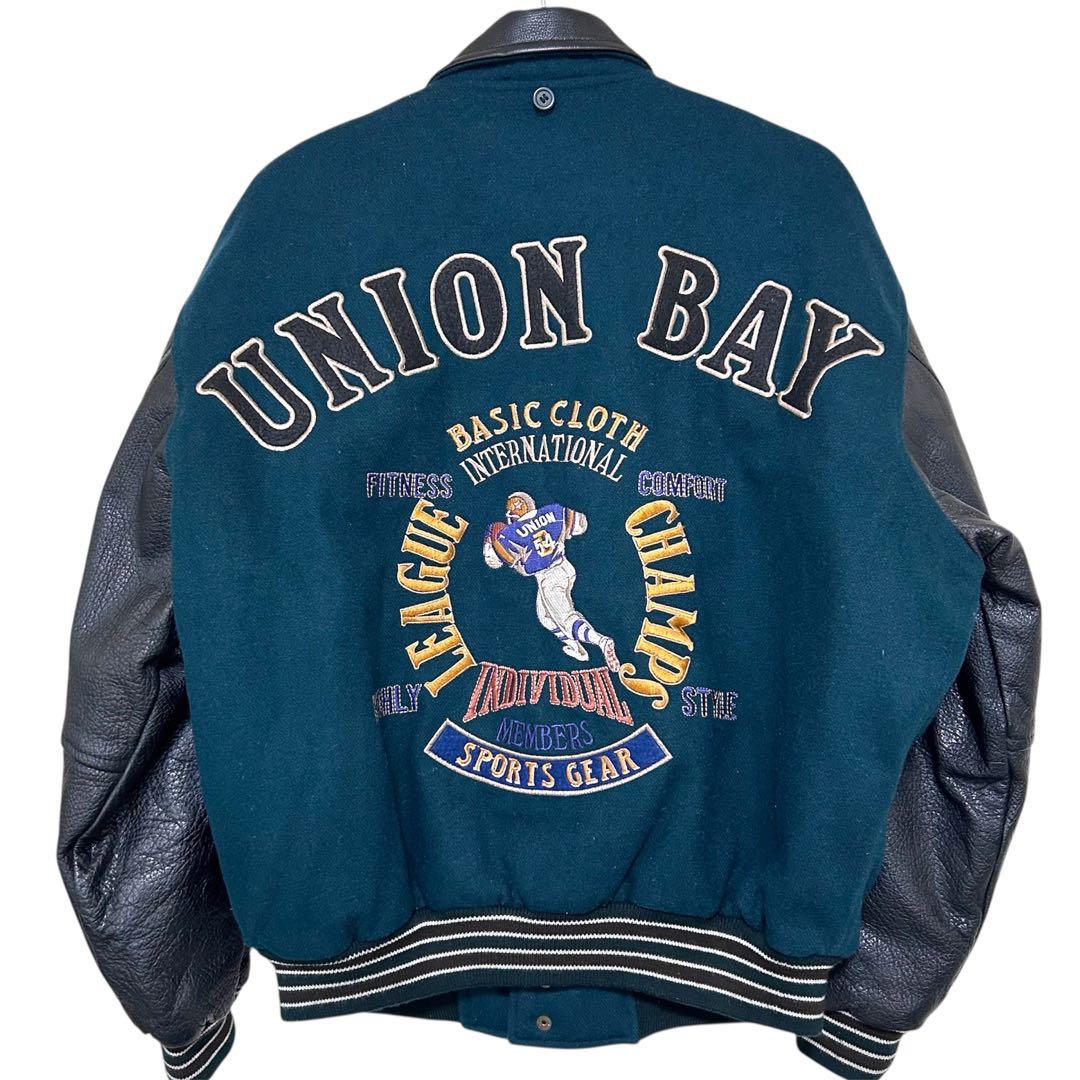 【kanaka】ユニオンベイ【L】スタジャン バックロゴ レザー切替え　革