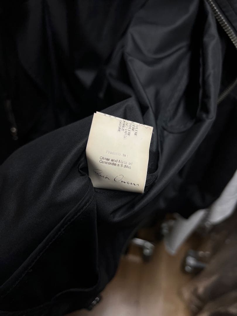 rick owens袖レザー切替ライダース