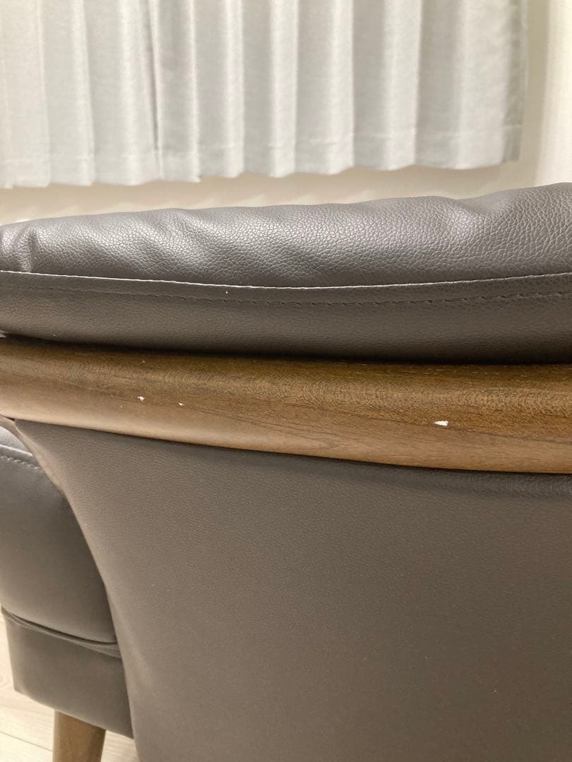 ニトリ 二人掛けソファ コウテイ 合成皮革 ダークブラウン 茶色 クッション付き