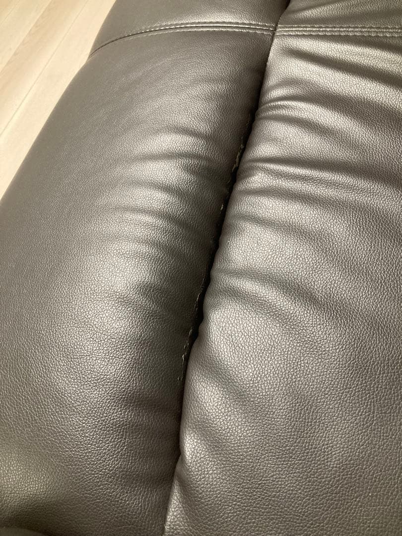 ニトリ 二人掛けソファ コウテイ 合成皮革 ダークブラウン 茶色 クッション付き