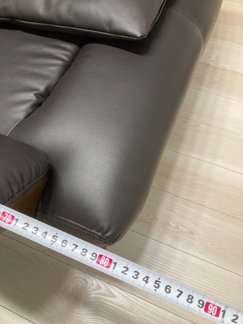 ニトリ 二人掛けソファ コウテイ 合成皮革 ダークブラウン 茶色 クッション付き