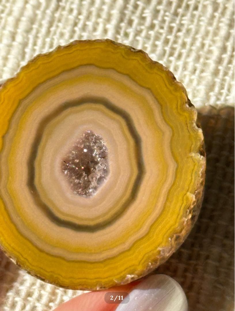 【トレジャー アゲート】ペア ジオード アイバンド 瑪瑙 原石 ポリッシュ