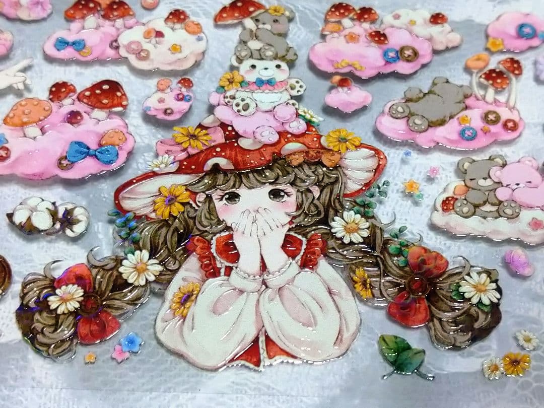 J703＃蘑菇织屋(虹光)浸月岛切り売り海外人物装飾マステ女の子