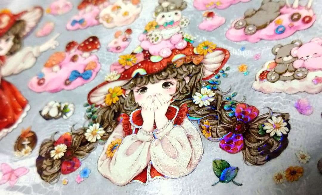 J703＃蘑菇织屋(虹光)浸月岛切り売り海外人物装飾マステ女の子