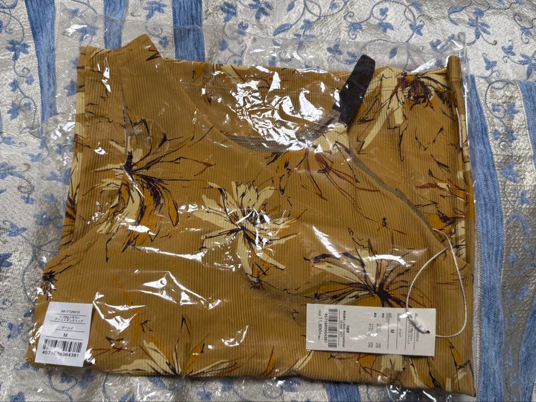 【SUKALA 】リブBigフラワープリントタンクトップ ゴールド M