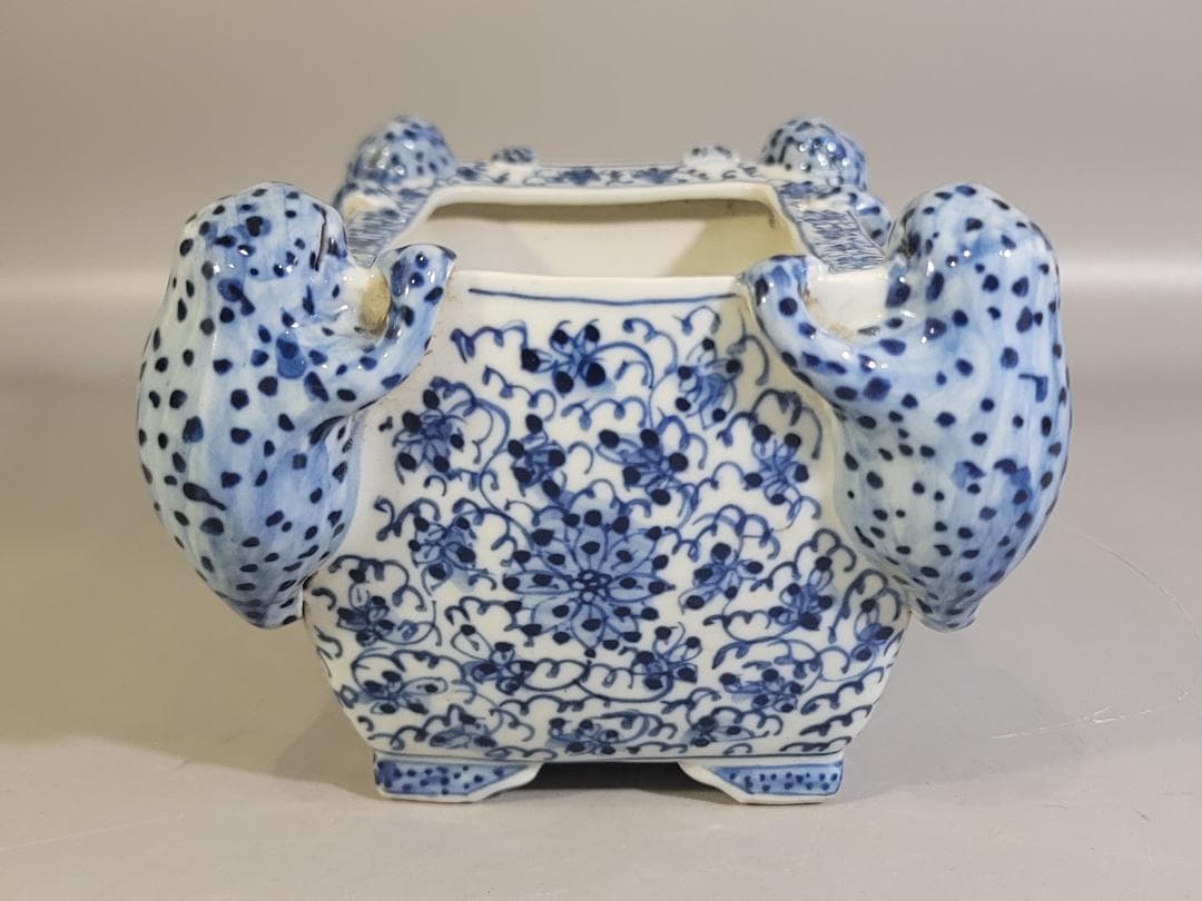 中国 染付 四方蝦蟇 筆洗 DT745