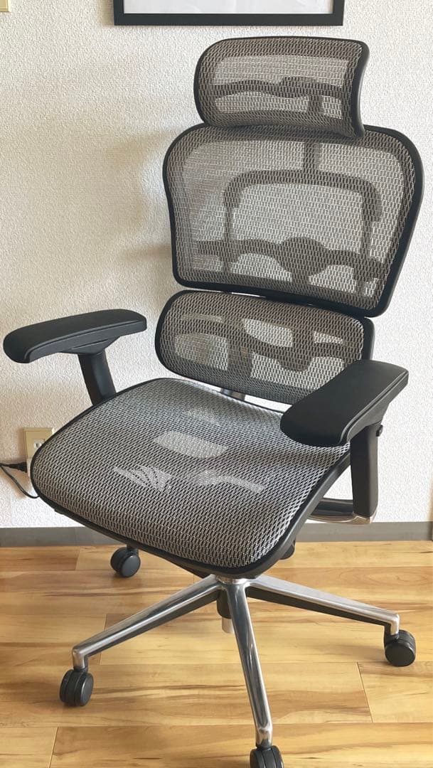 美品 エルゴヒューマン Ergohuman 座面メッシュ ヘッドレスト付き