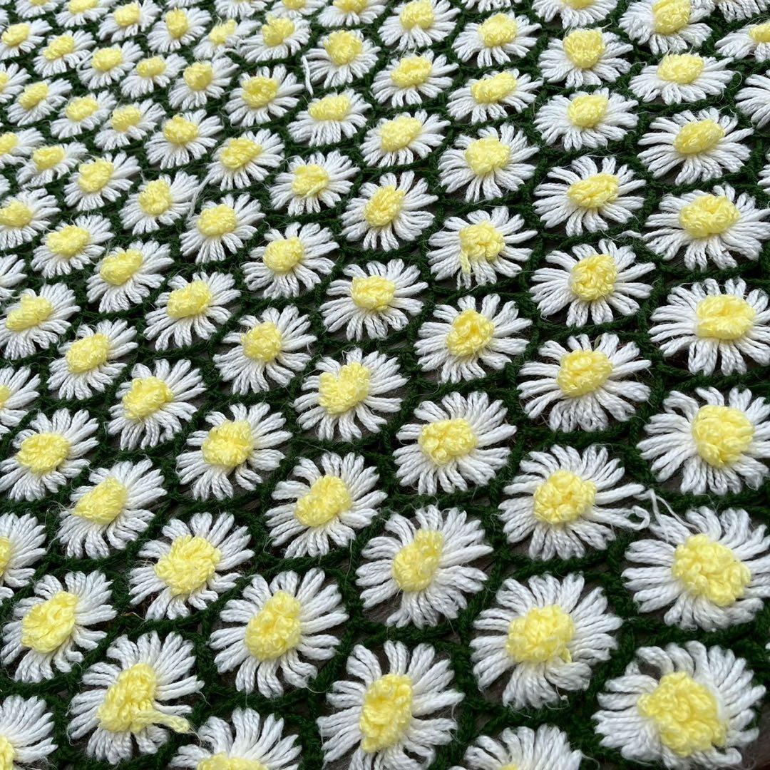 【USA vintage】 グラニーブランケット　花柄　デイジー　アメリカ