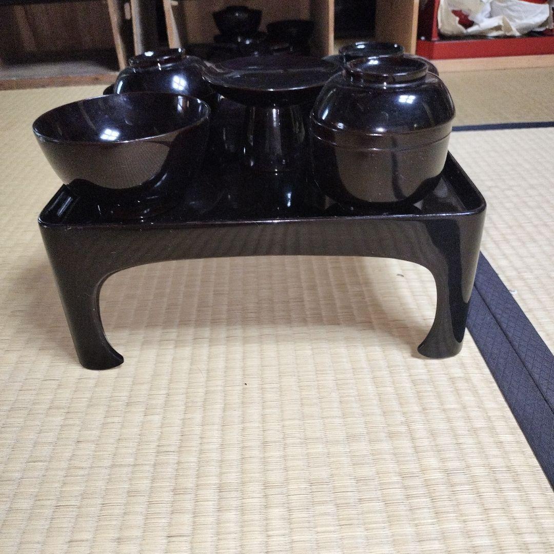 輪島塗の黒塗りの御前5セット