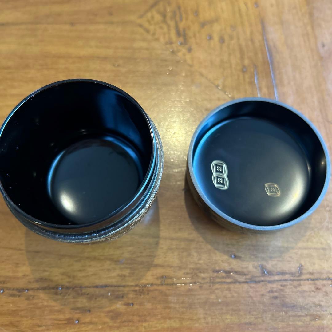 輪島塗の棗 金色の葉模様しのぶ　お値下げしました