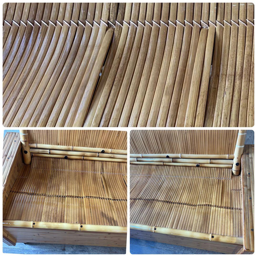 梅里竹芸 ソファ 竹製 健康椅子 長椅子 竹家具 キャスター付き 和風