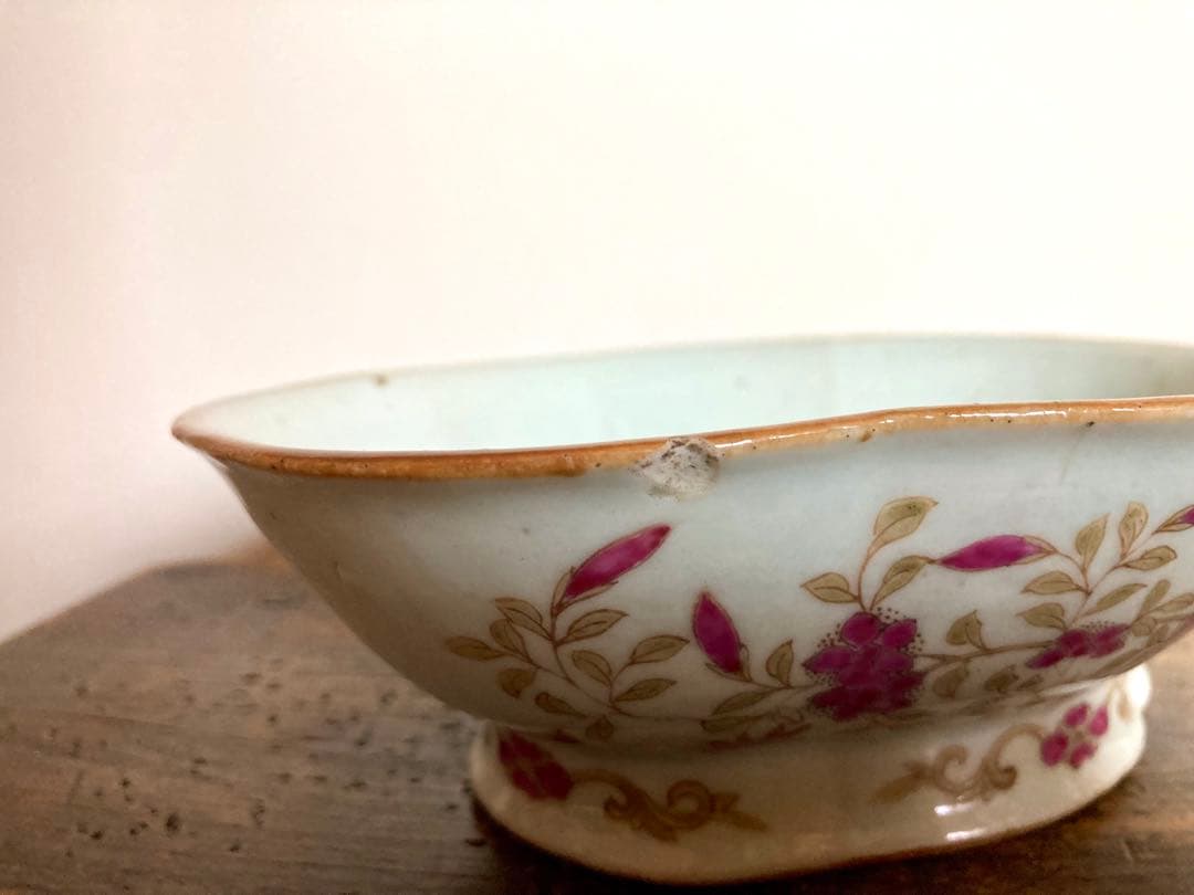 稀少　骨董　色絵　アンティーク　菓子鉢　唐物　清　粉彩　古伊万里