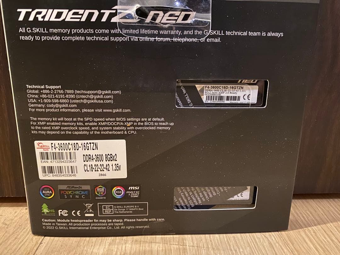 【新品】 G.Skill メモリ DDR4-3600 8GB×2