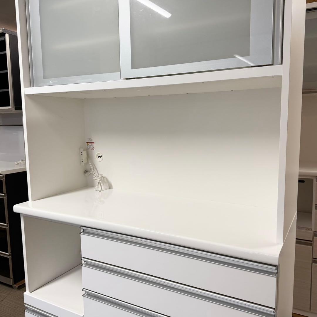定価24万♪ 松田家具 117cm幅キッチンボード 食器棚 収納家具 鏡面仕上げ