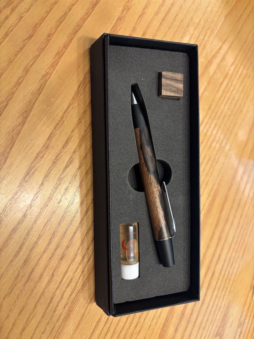 野原工芸　ロータリーボールペン黒柿