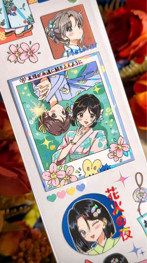 【9437】海外　3/5/巻　貝殻光マスキングテープ　女の子　祭り　夏　人物系