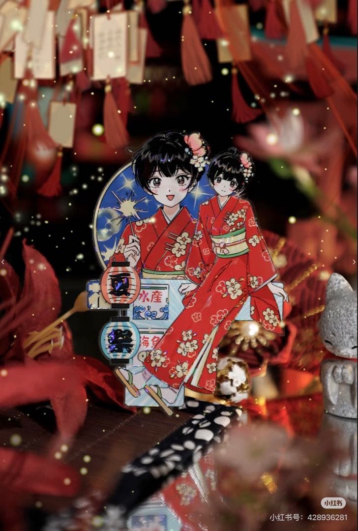 【9437】海外　3/5/巻　貝殻光マスキングテープ　女の子　祭り　夏　人物系