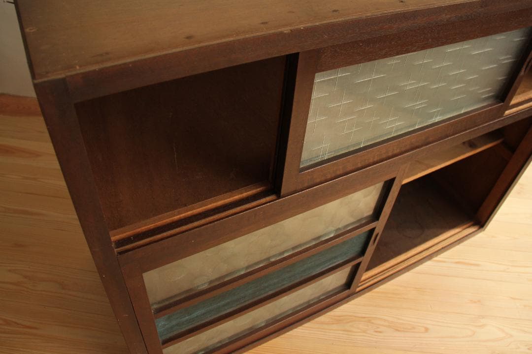 棚　木製　ガラス戸　古家具　古道具　アンティーク