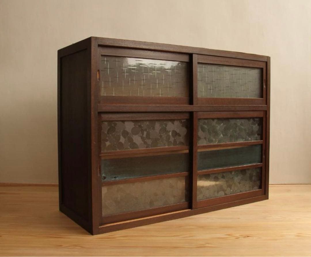 棚　木製　ガラス戸　古家具　古道具　アンティーク