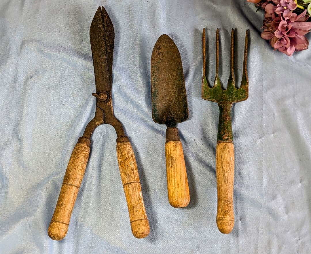 イギリス アンティーク ガーデニングツール園芸用品 3点セット