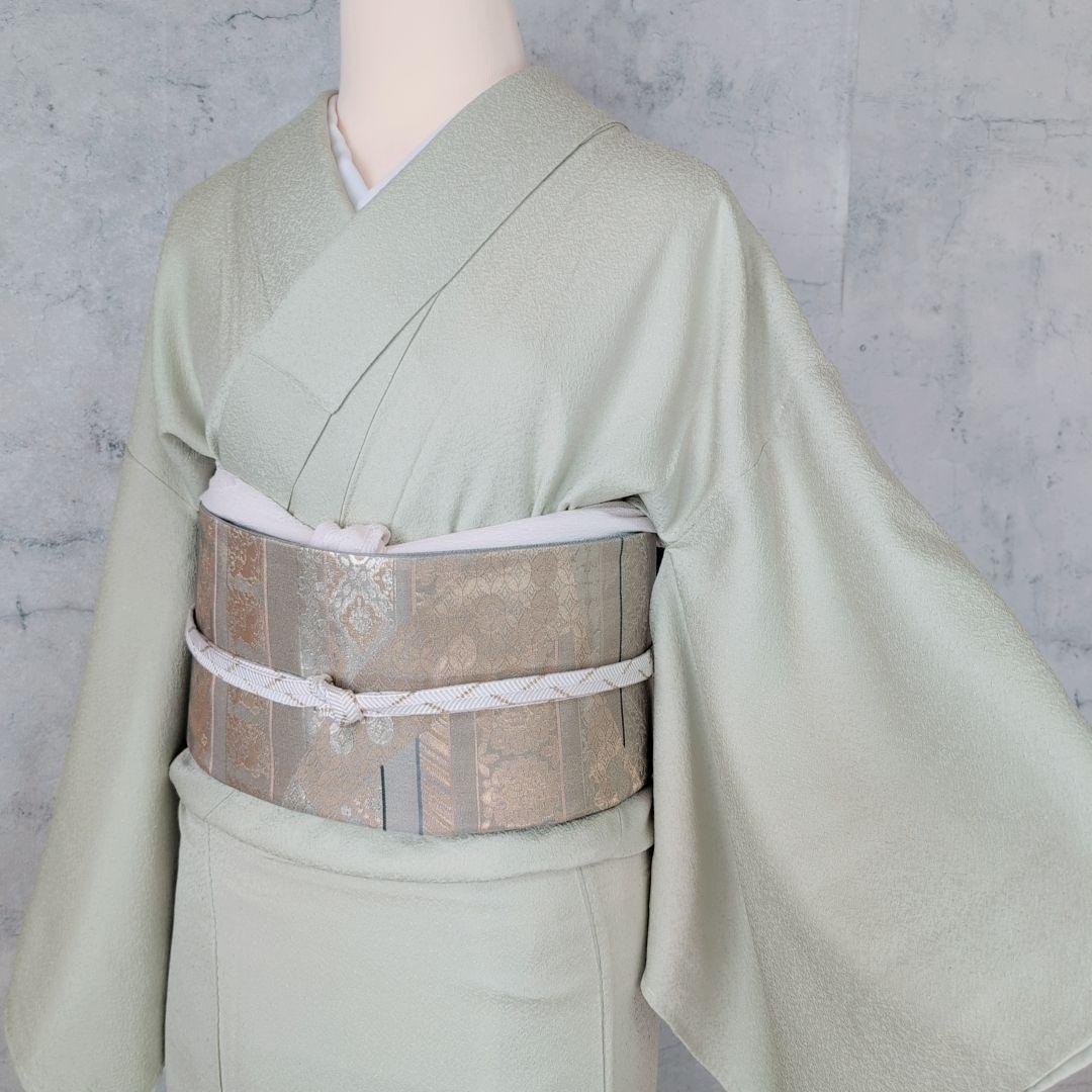 色無地　着物　フルセット　正絹　Sサイズ　ライムグリーン　O5