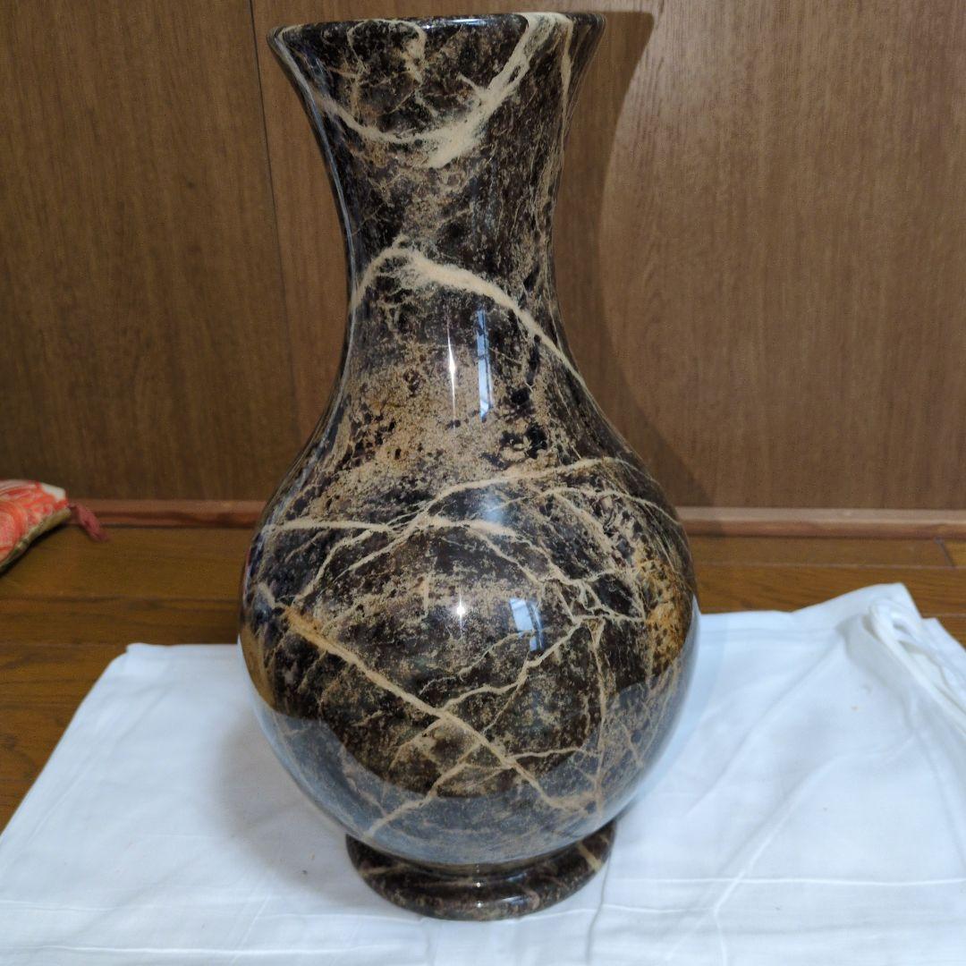 大理石調 花瓶 高さ39cm 天然石風 フラワーベース 重厚 モダン インテリア