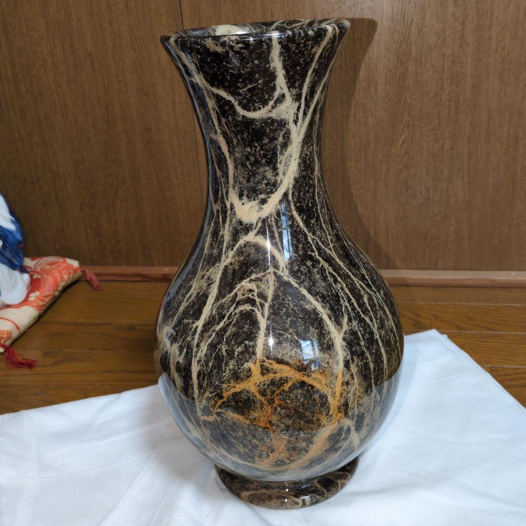 大理石調 花瓶 高さ39cm 天然石風 フラワーベース 重厚 モダン インテリア
