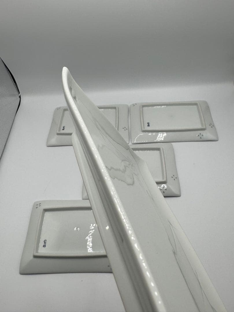 特選高級美術　有田焼　ホタル焼　ホタル透かし　焼皿　角皿　平皿　5客セット