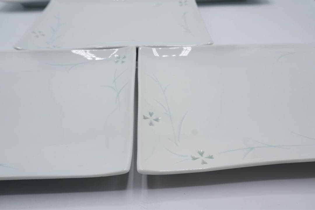 特選高級美術　有田焼　ホタル焼　ホタル透かし　焼皿　角皿　平皿　5客セット