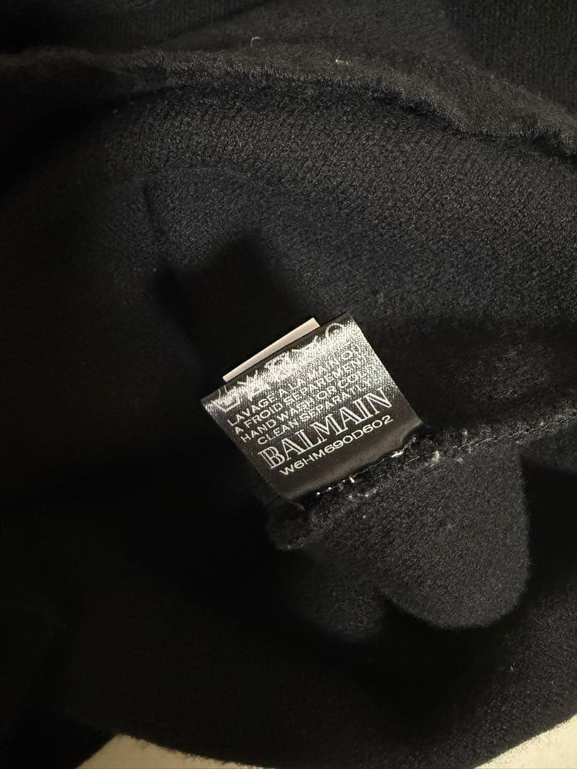 BALMAIN フード付き ブラックニットセーター M