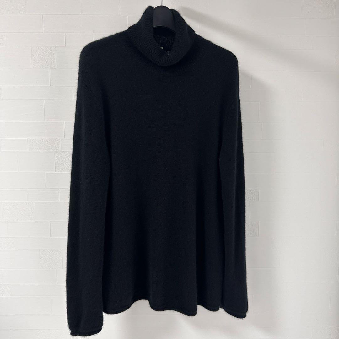 MUJI Labo自然の色を生かして染色したカシミヤタートルネックセーター黒 L